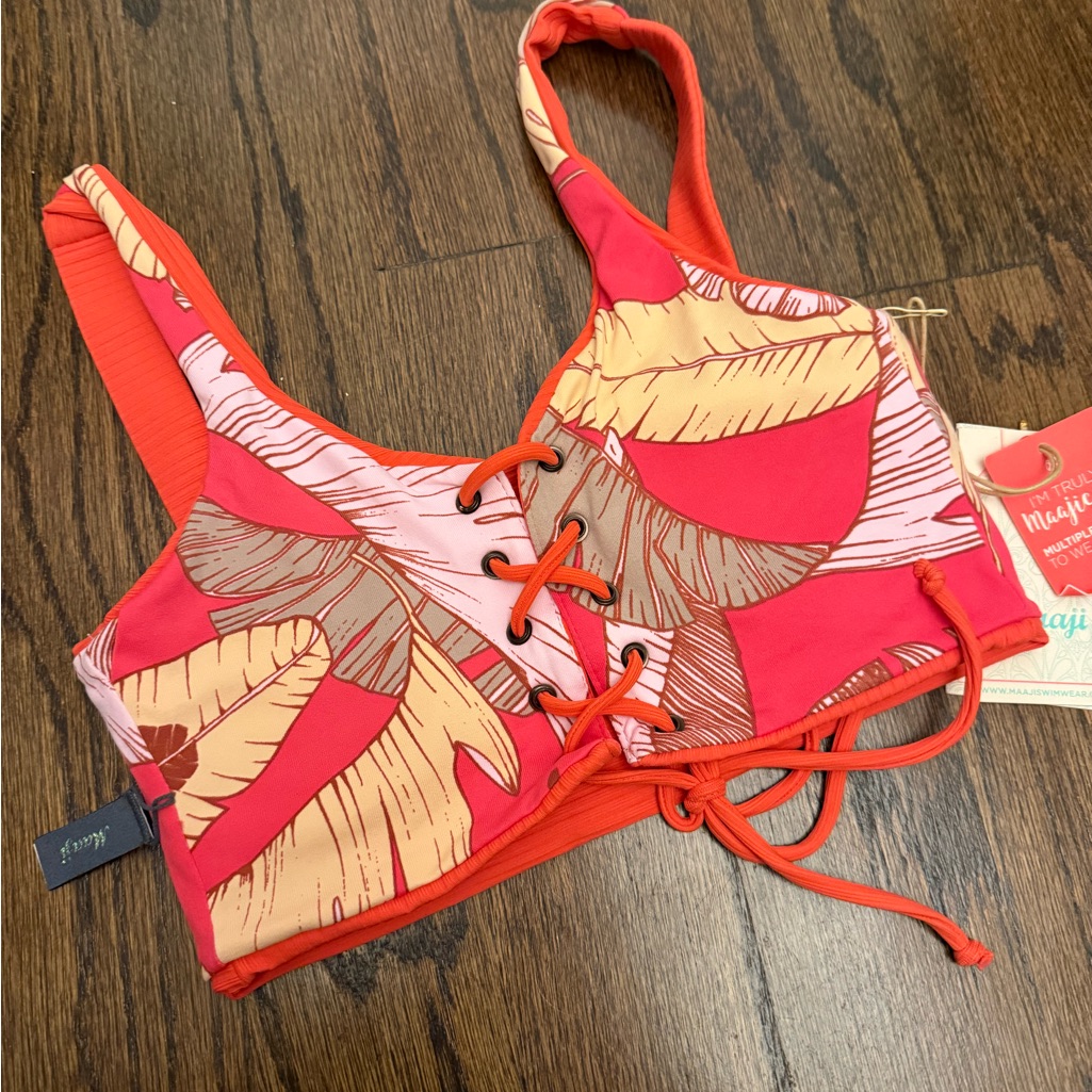 Maaji Coral And Cream Bikini Top